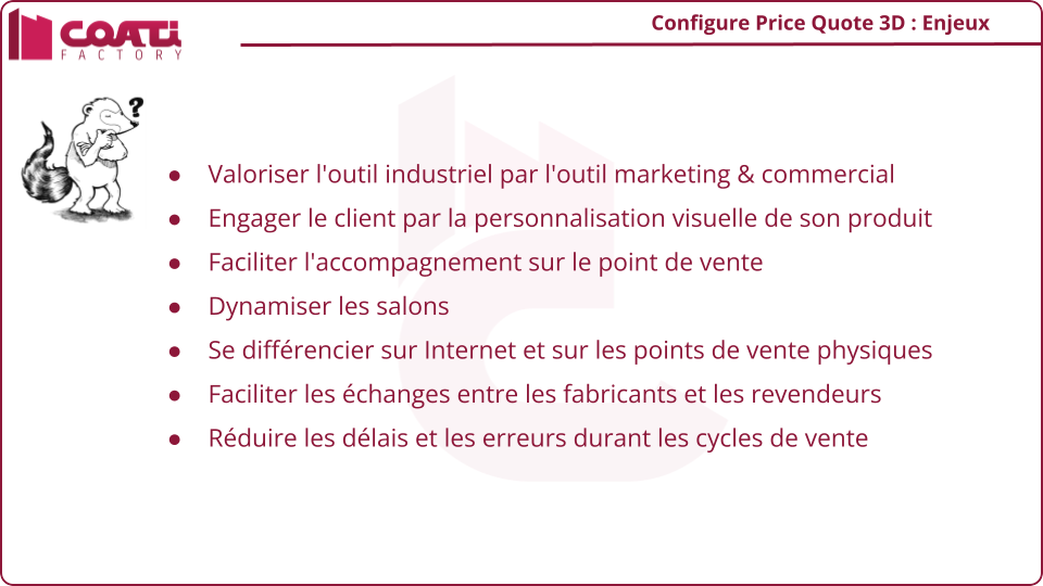 Les outils PIM et ERP de Coati Factory au service des fabricants de produits personnalisables.